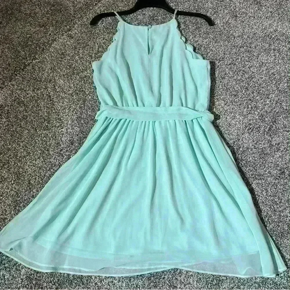 iZ Byer Women's Mint Scallop Skater Dress Size L- Bridesmaid
